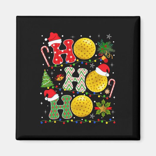 Kerstboom Pickleball Ho Ho Santa Lights XM Magneet (Voorkant)