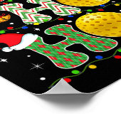 Kerstboom Pickleball Ho Ho Santa Lights XM Poster (Hoek)