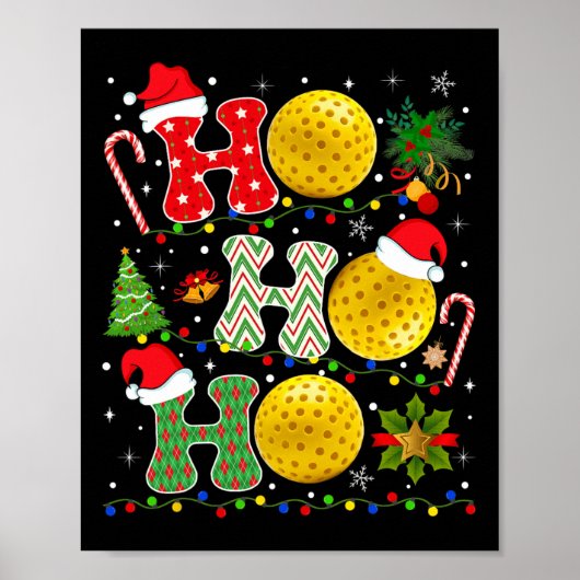 Kerstboom Pickleball Ho Ho Santa Lights XM Poster (Voorkant)