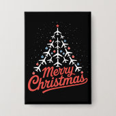 Kerstboom Piloot in Vliegtuig Button (Voorkant)