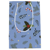 Kerstboom Pine Branch Holly Berry Mistletoe Medium Cadeauzakje (Voorkant)