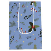 Kerstboom Pine Branch Holly Berry Mistletoe Medium Cadeauzakje (Achterkant)