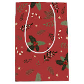 Kerstboom Pine Branch Holly Berry Mistletoe Medium Cadeauzakje (Voorkant)