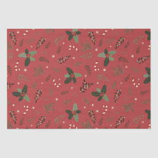 Kerstboom Pine Branch Holly Berry Mistletoe Tissuepapier