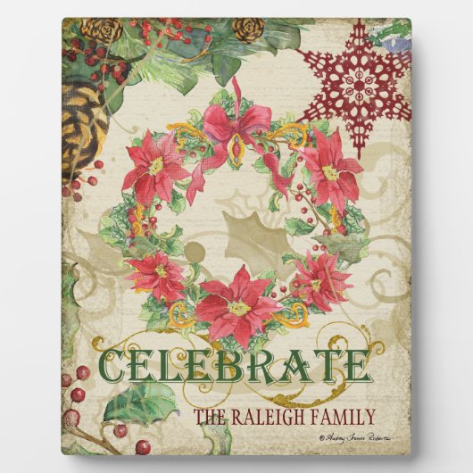 Kerstboom Pine Cone Peace Snowflake Collage Fotoplaat (Voorkant)