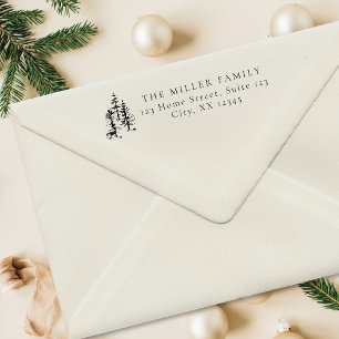 Kerstboom   Pine tree retouradres Zelfinktende Stempel