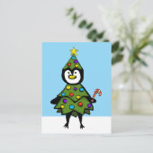 Kerstboom Pinguïn Feestdagenkaart (Staand voorkant)