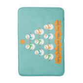 Kerstboom piramide gemaakt van Kerstmis sneeuwpopp Badmat (Voorkant Verticaal)