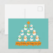 Kerstboom piramide gemaakt van Kerstmis sneeuwpopp Feestdagenkaart (Voorkant / Achterkant)