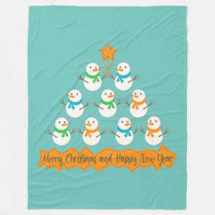 Kerstboom piramide gemaakt van Kerstmis sneeuwpopp Fleece Deken