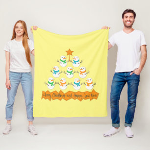 Kerstboom piramide gemaakt van Kerstmis sneeuwpopp Fleece Deken
