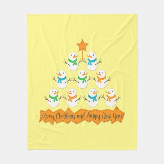 Kerstboom piramide gemaakt van Kerstmis sneeuwpopp Fleece Deken (Voorkant)