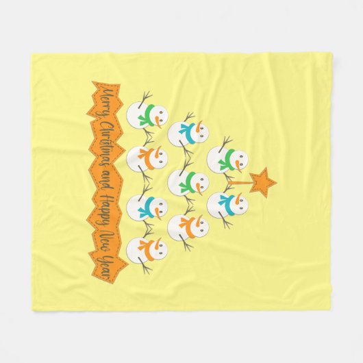 Kerstboom piramide gemaakt van Kerstmis sneeuwpopp Fleece Deken (Voorkant (Horizontaal))