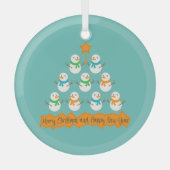 Kerstboom piramide gemaakt van Kerstmis sneeuwpopp Glas Ornament (Voorkant)