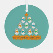 Kerstboom piramide gemaakt van Kerstmis sneeuwpopp Glas Ornament (Achterkant)