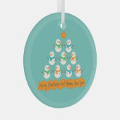 Kerstboom piramide gemaakt van Kerstmis sneeuwpopp Glas Ornament (Voorkant Rechts)