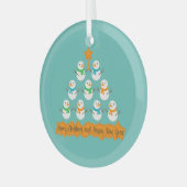 Kerstboom piramide gemaakt van Kerstmis sneeuwpopp Glas Ornament (Voorkant links)