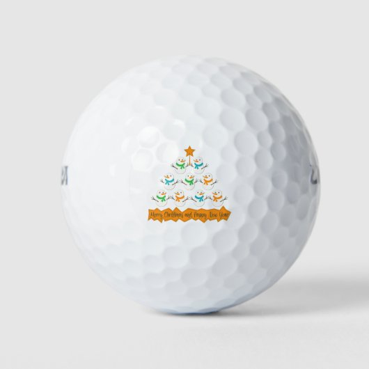 Kerstboom piramide gemaakt van Kerstmis sneeuwpopp Golfballen (Voorkant)