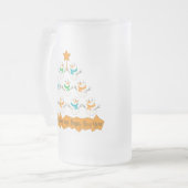 Kerstboom piramide gemaakt van Kerstmis sneeuwpopp Matglas Bierpul (Voorkant links)