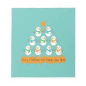 Kerstboom piramide gemaakt van Kerstmis sneeuwpopp Notitieblok (Voorkant)