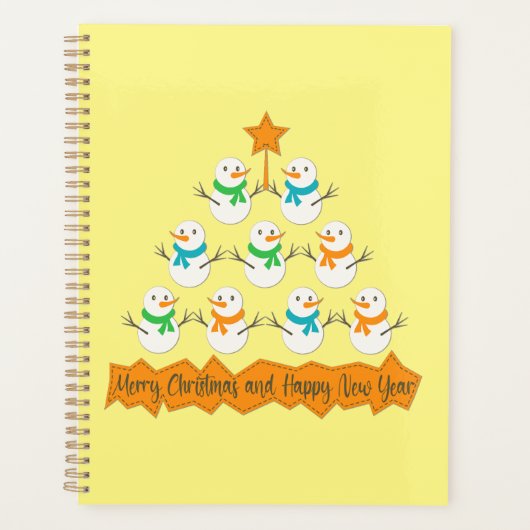 Kerstboom piramide gemaakt van Kerstmis sneeuwpopp Planner (Voorkant)