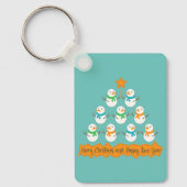 Kerstboom piramide gemaakt van Kerstmis sneeuwpopp Sleutelhanger (Voorkant)