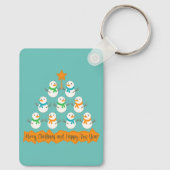 Kerstboom piramide gemaakt van Kerstmis sneeuwpopp Sleutelhanger (Achterkant)