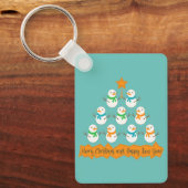 Kerstboom piramide gemaakt van Kerstmis sneeuwpopp Sleutelhanger (Voorkant)