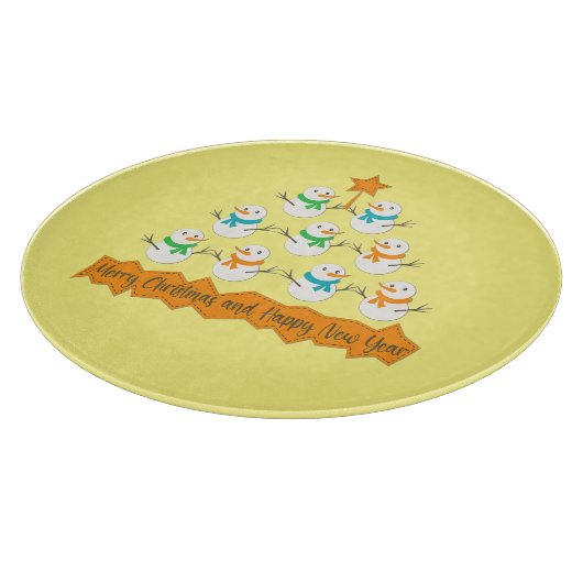 Kerstboom piramide gemaakt van Kerstmis sneeuwpopp Snijplank (Hoek)