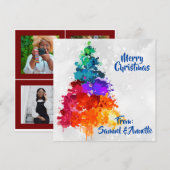 kerstboom, plakverf, fotopapier feestdagenkaart (Voorkant / Achterkant)