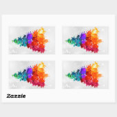 kerstboom, plakverf, primaire kleuren rechthoekige sticker (Vel)