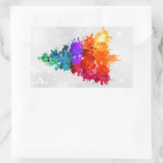 kerstboom, plakverf, primaire kleuren rechthoekige sticker (Tas)