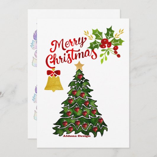 Kerstboom Plat Kerstkaart (Voorkant / Achterkant)