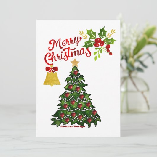 Kerstboom Plat Kerstkaart (Staand voorkant)