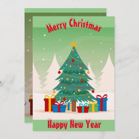 Kerstboom Plat Kerstkaart (Voorkant / Achterkant)
