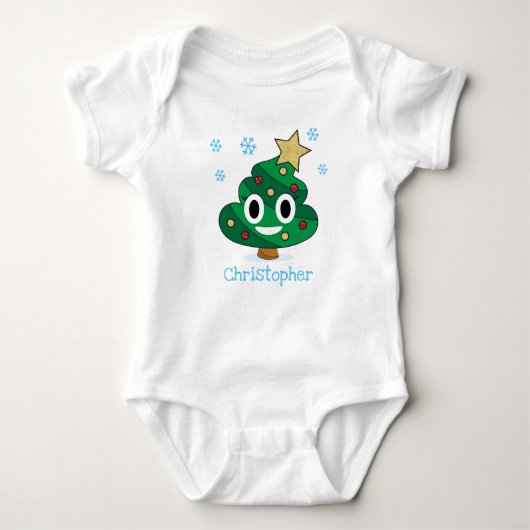 Kerstboom poep Emoji Baby Bodysuit (Voorkant)