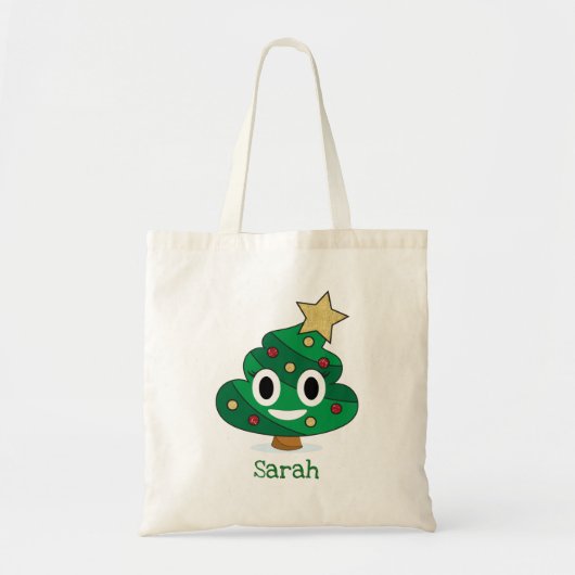 Kerstboom poep emoji Canvas tas (Voorkant)