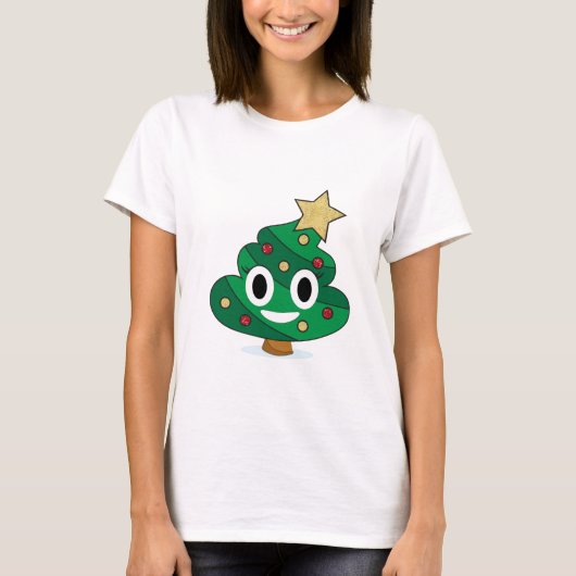 Kerstboom poep emoji vrouwen T-shirt (Voorkant)