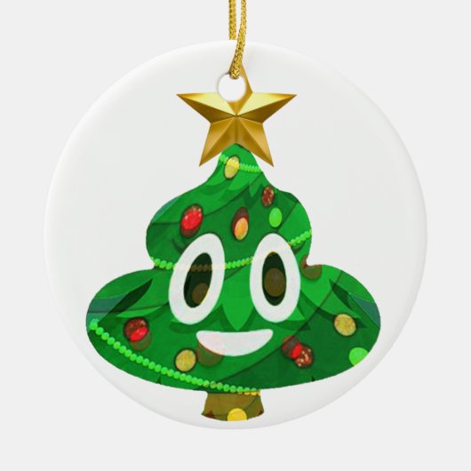 kerstboom Poop Emoji Keramisch Ornament (Voorkant)
