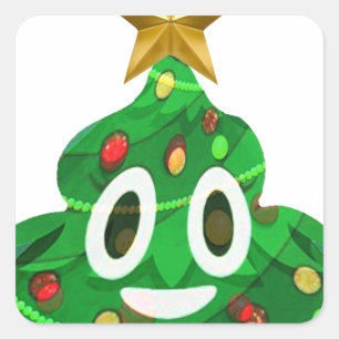 kerstboom Poop Emoji Vierkante Sticker