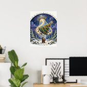 Kerstboom Poster met Buitenaardse Ontvoering (Thuiskantoor)