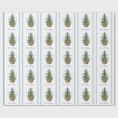 Kerstboom Preppy Strik Blauwe Kerst Cadeaupapier (Vlak)