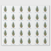 Kerstboom Preppy Strik Blauwe Kerst Cadeaupapier (Vlak)