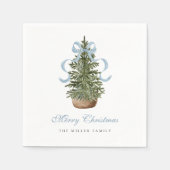 Kerstboom Preppy Strik Blauwe Kerst Servet (Voorkant)