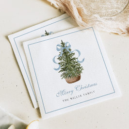 Kerstboom Preppy Strik Blauwe Kerst Servet