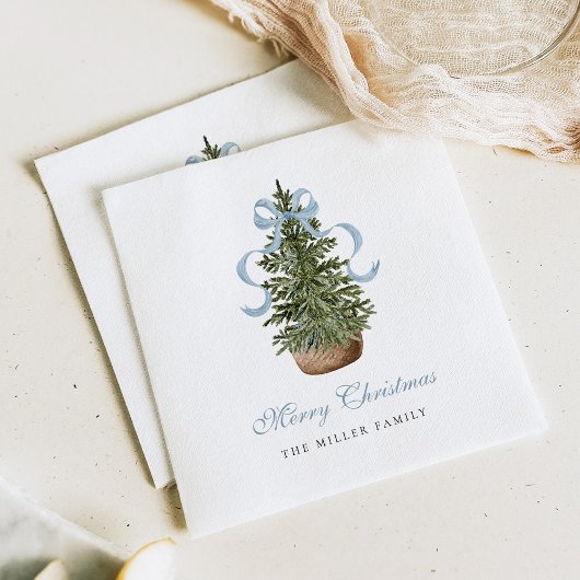 Kerstboom Preppy Strik Blauwe Kerst Servet