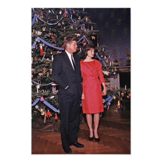 Kerstboom President John Kennedy & Jacqueline Foto Afdruk (Voorkant)