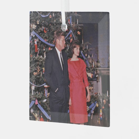 Kerstboom President John Kennedy & Jacqueline Glas Ornament (Voorkant links)