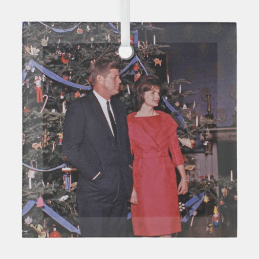 Kerstboom President John Kennedy & Jacqueline Glas Ornament (Voorkant)