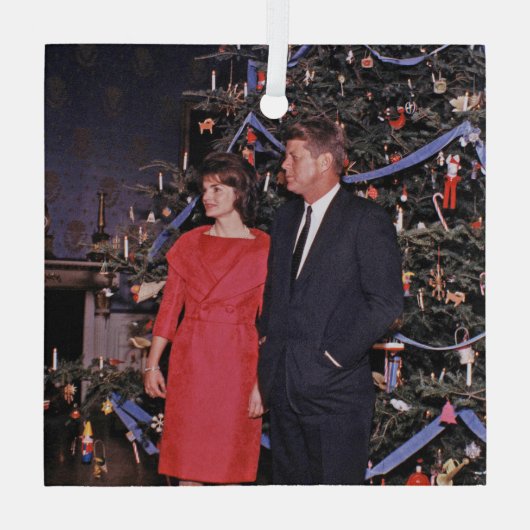 Kerstboom President John Kennedy & Jacqueline Glas Ornament (Achterkant)